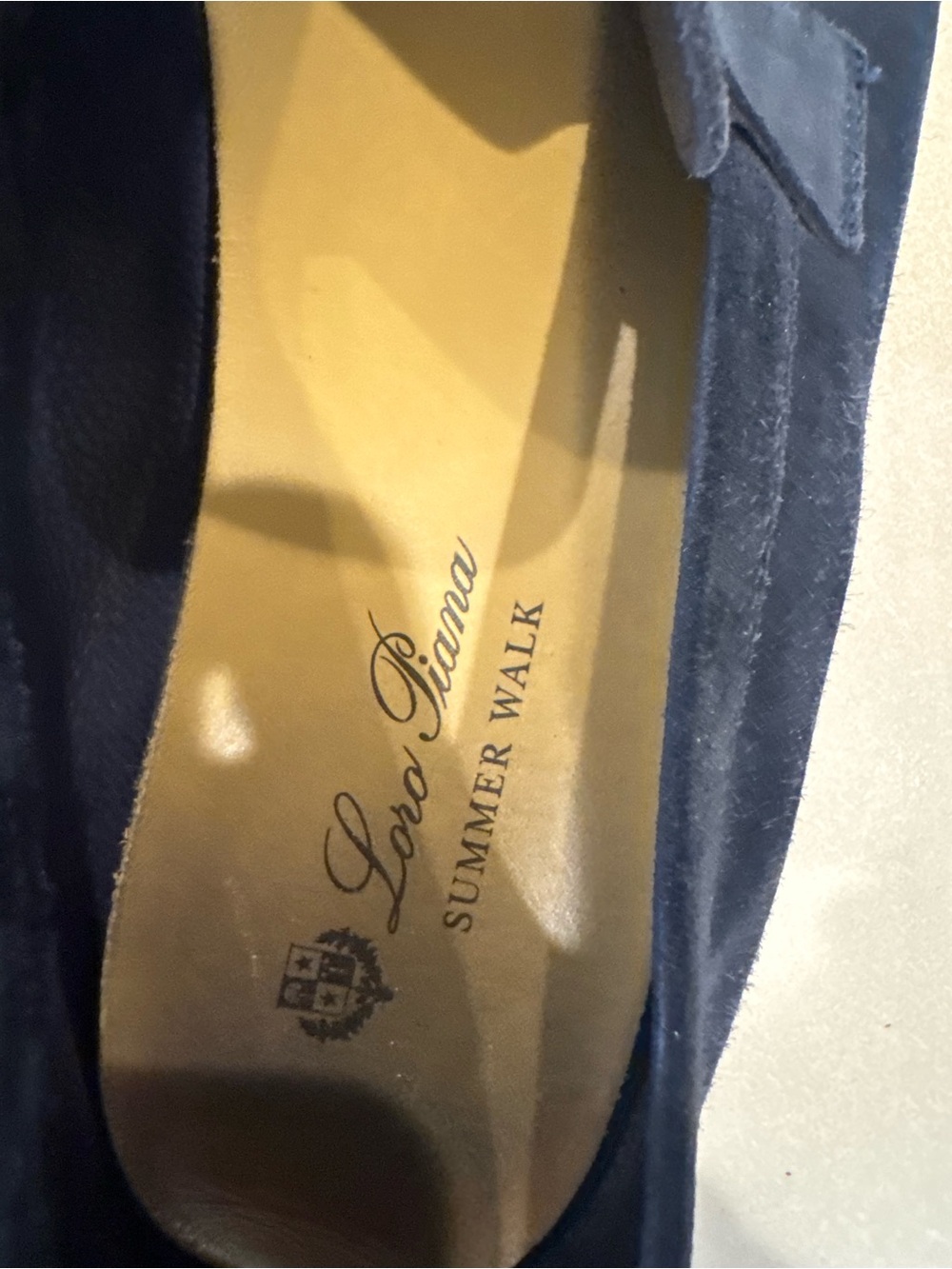 Loro Piana Women’s Summer Walker Navy Suede Slip-On Loafers - Picture 4 of 6